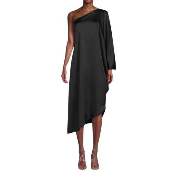 RENEE C. One Shoulder Satin Midi Dress SZ Large Elegance NWT Retail $206.00 - Picture 7 of 7